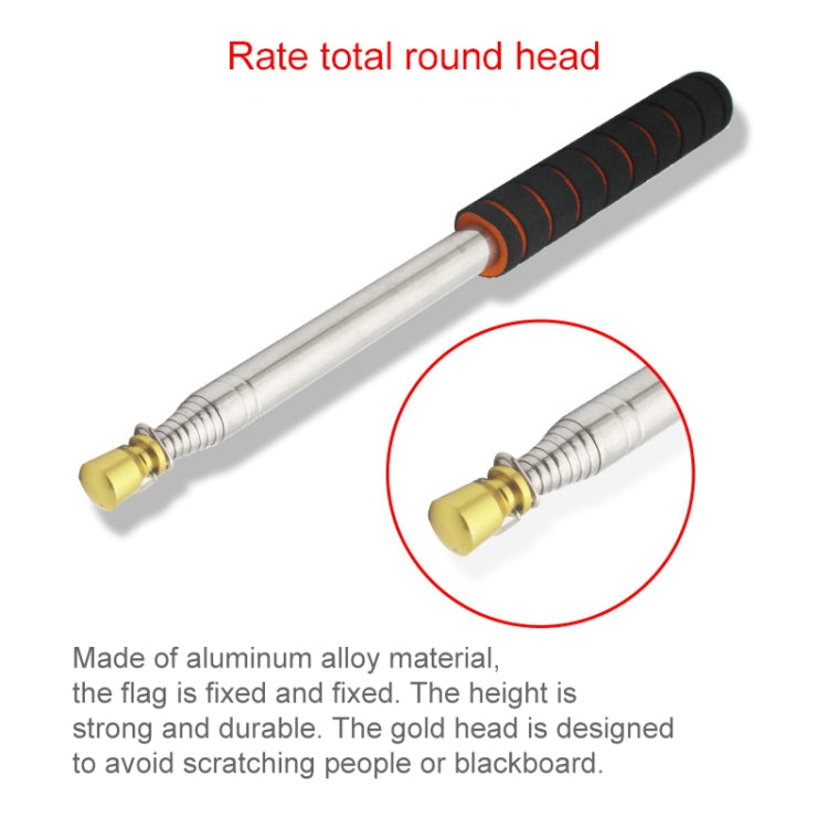 1.6M 10 Knots Telescopic Stainless Steel Sponge Golden Head Teaching Stick Guide Signal Flag, 1.6M 10 Knots