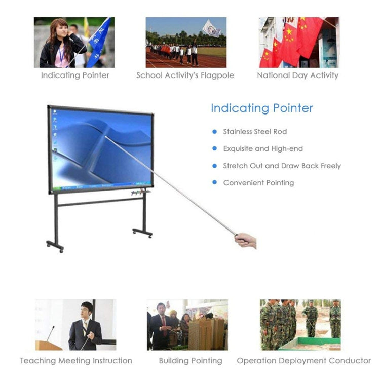 1.6M 10 Knots Telescopic Stainless Steel Sponge Golden Head Teaching Stick Guide Signal Flag, 1.6M 10 Knots