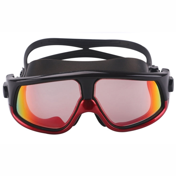 Colorful Large Frame Electroplating Anti-fog Silicone Swimming Goggles for Adults, 8801 (Red + Black), 8801 (Yellow + Black), 8801 (Silver + Black), 8801 (Blue + Black)