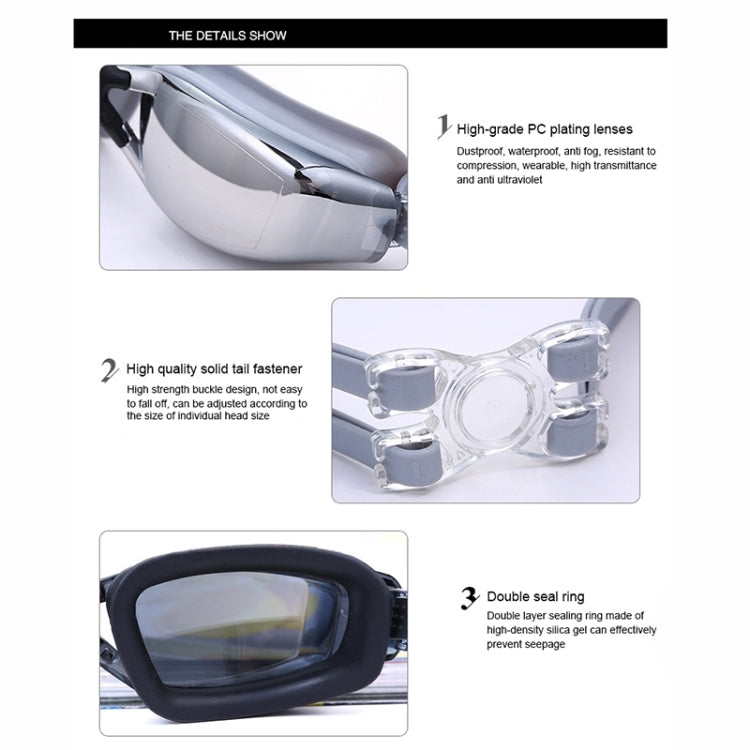 Electroplating Anti-fog Silicone Swimming Goggles for Adults, Suitable for 400 Degree Myopia, 400 Degree Myopia