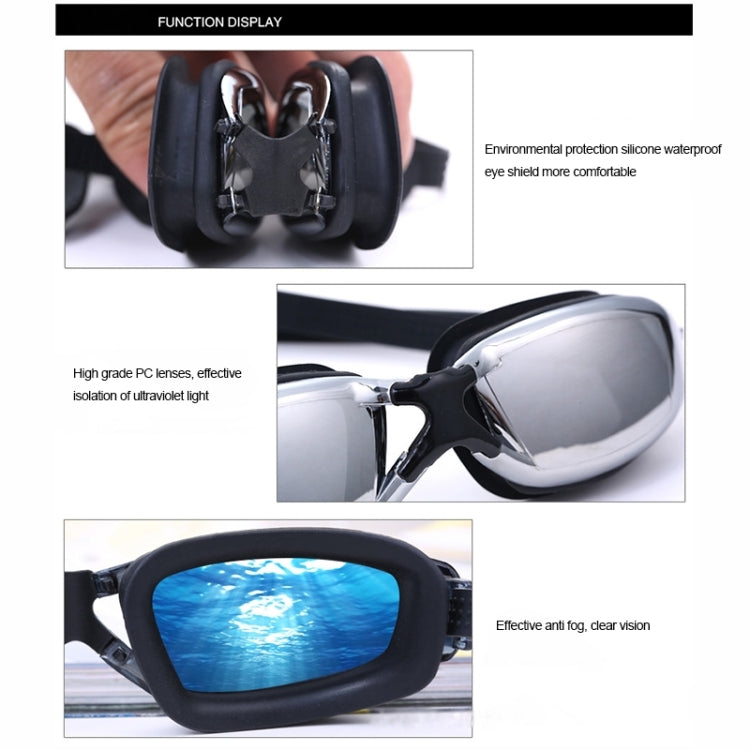 Electroplating Anti-fog Silicone Swimming Goggles for Adults, Suitable for 400 Degree Myopia, 400 Degree Myopia