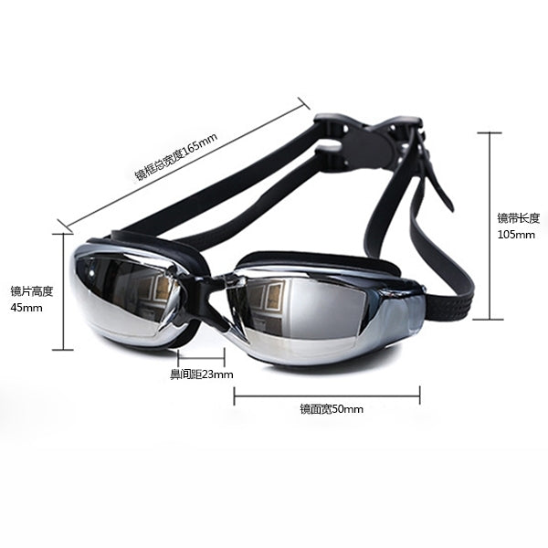 Electroplating Anti-fog Silicone Swimming Goggles for Adults, Suitable for 400 Degree Myopia, 400 Degree Myopia