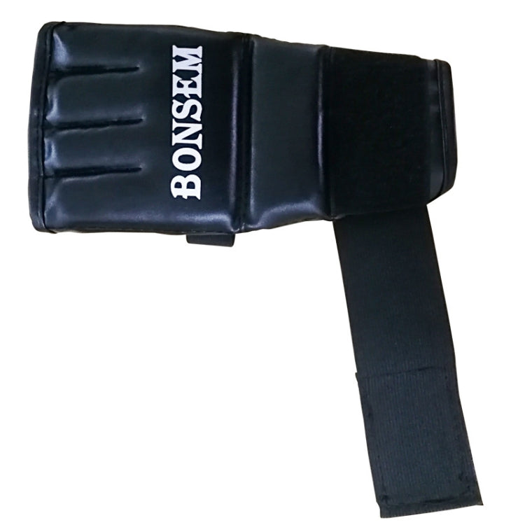 BONSEM Half Fingers PU Leather Adults Sandbag Training Boxing Gloves, J-MMA Black, J-MMA Red