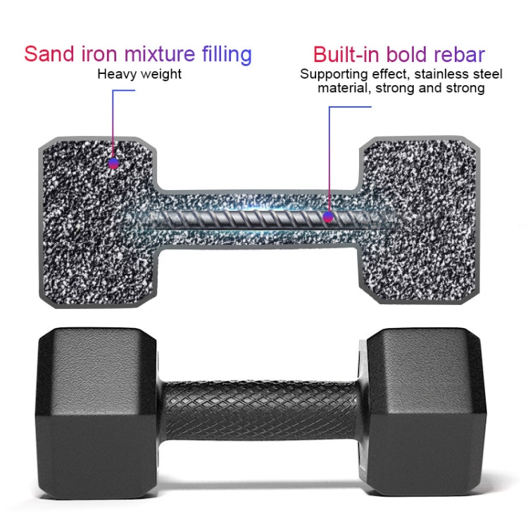 12KG A Pair Household Glue Fitness Hexagon Dumbbells, 12KG