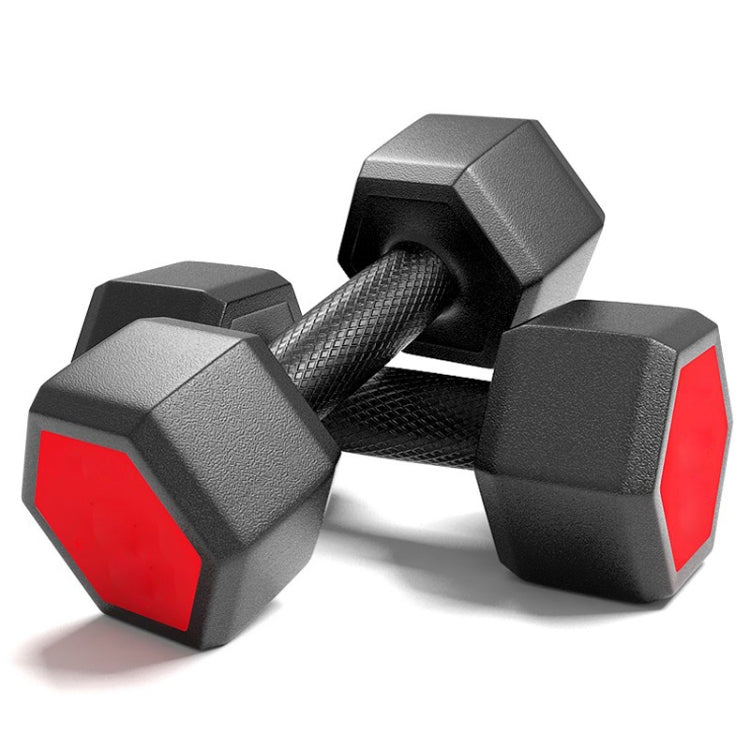 15KG A Pair Red Seal Household Glue Fitness Hexagon Dumbbells, 15KG
