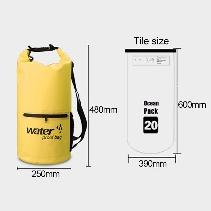 Outdoor Waterproof Dry Dual Shoulder Strap Bag Dry Sack PVC Barrel Bag, Capacity: 20L, 20L