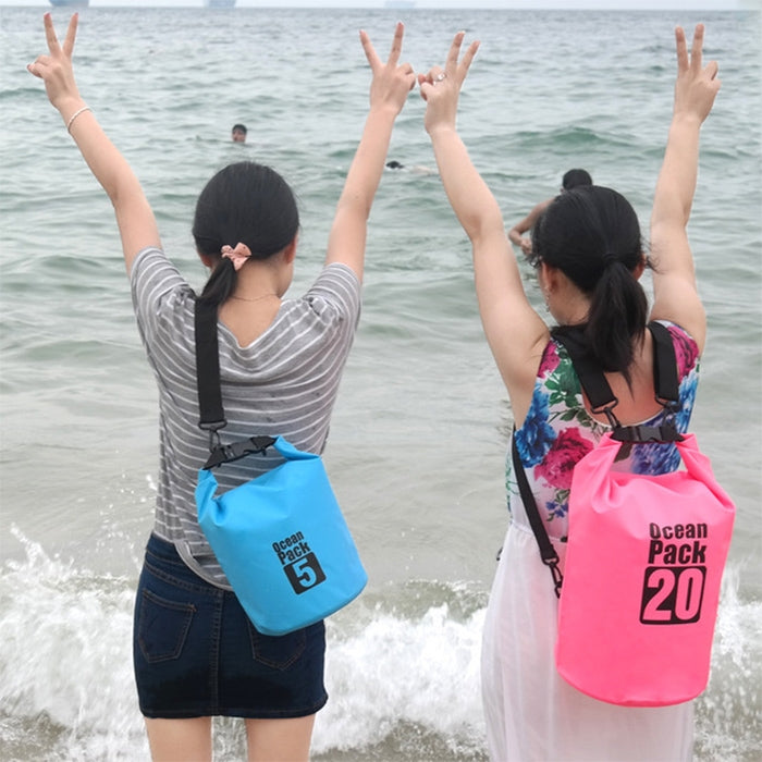 Outdoor Waterproof Single Shoulder Bag Dry Sack PVC Barrel Bag, Capacity: 15L, Capacity: 15L (Yellow), Capacity: 15L (Black), Capacity: 15L (Dark Blue), Capacity: 15L (Orange), Capacity: 15L (Pink), Capacity: 15L (Green), Capacity: 15L (Sky Blue)