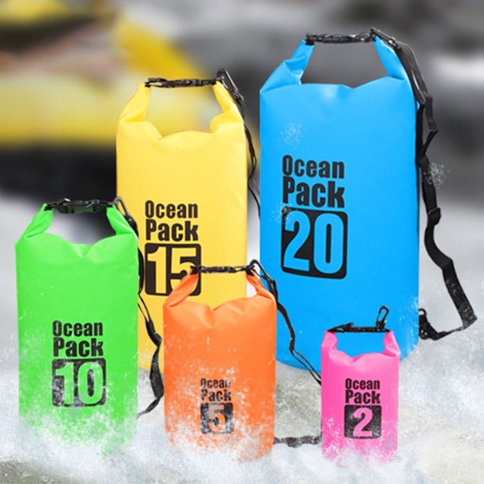 Outdoor Waterproof Single Shoulder Bag Dry Sack PVC Barrel Bag, Capacity: 15L, Capacity: 15L (Yellow), Capacity: 15L (Black), Capacity: 15L (Dark Blue), Capacity: 15L (Orange), Capacity: 15L (Pink), Capacity: 15L (Green), Capacity: 15L (Sky Blue)
