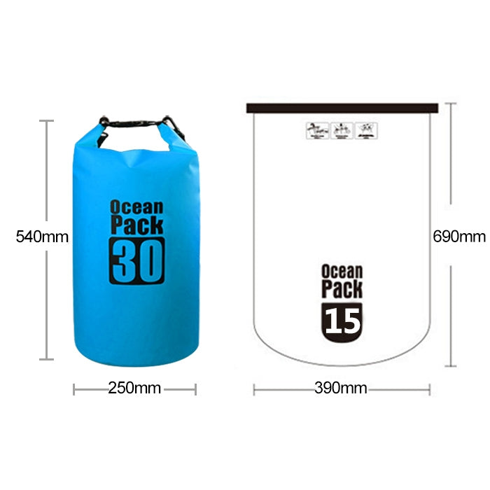 Outdoor Waterproof Double Shoulder Bag Dry Sack PVC Barrel Bag, Capacity: 30L, Capacity: 30L (Yellow), Capacity: 30L (Black), Capacity: 30L (Dark Blue), Capacity: 30L (Orange), Capacity: 30L (Pink), Capacity: 30L (Green), Capacity: 30L (Sky Blue)