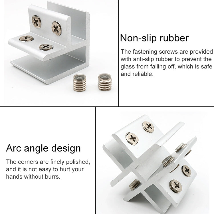 10 PCS F-type Aluminum Alloy Glass Combination Clamp Cabinet Partition Fixing Clip, Size: S, Cliped 10-13mm, F-type, S, Cliped 10-13mm