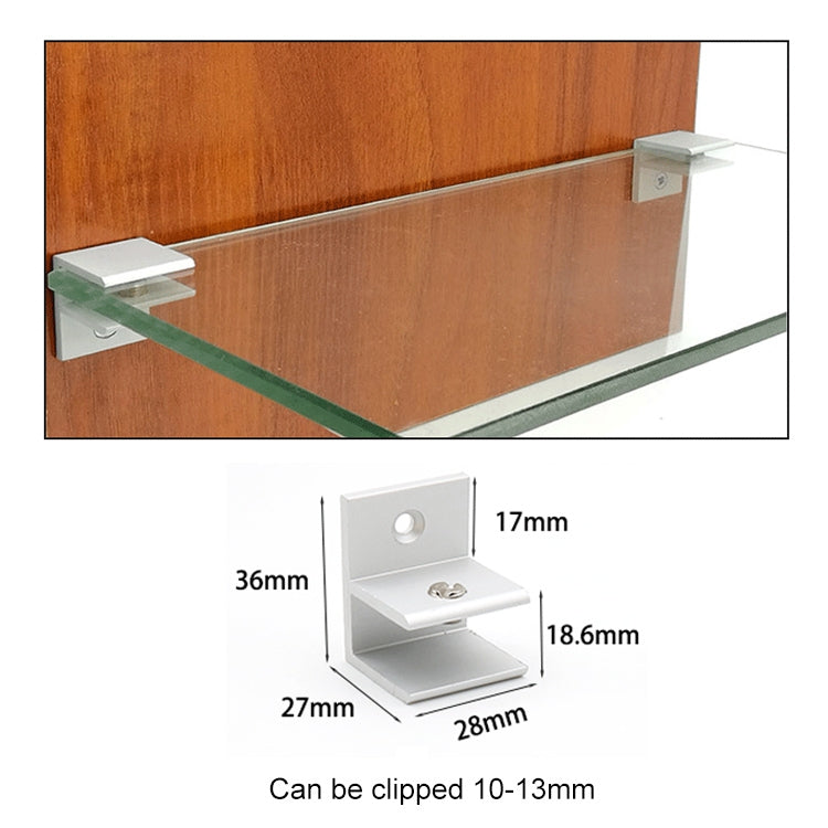 10 PCS F-type Aluminum Alloy Glass Combination Clamp Cabinet Partition Fixing Clip, Size: S, Cliped 10-13mm, F-type, S, Cliped 10-13mm