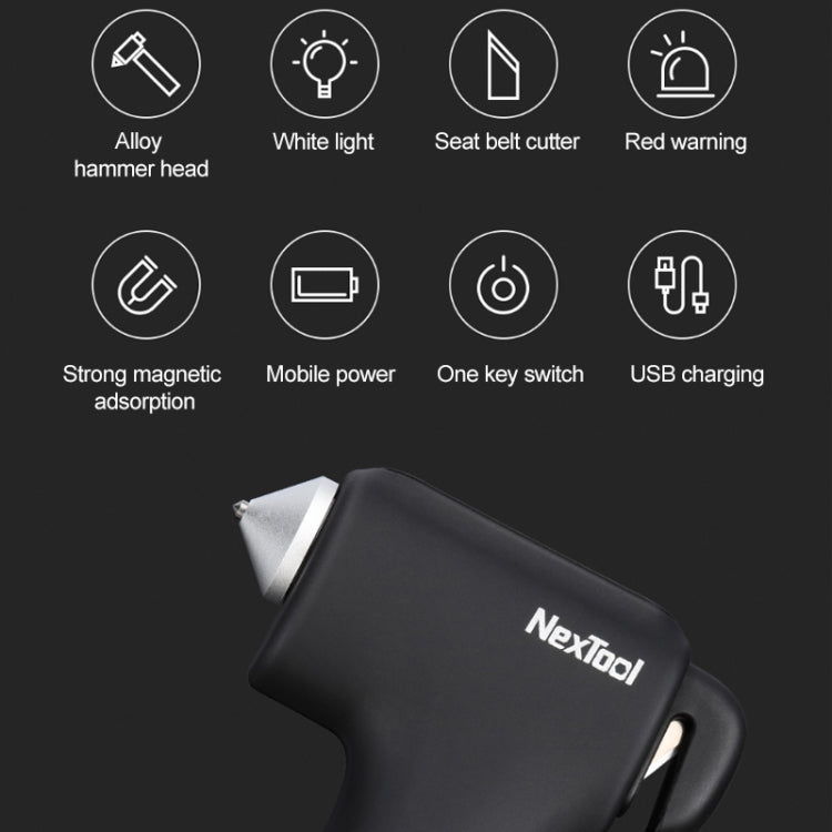 Original Xiaomi Youpin NexTool Natuo Multifunctional Survival Hammer with Emergency Lighting & Mobile Phone Charging, with Emergency Lighting