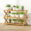 3-Layer Balcony Living Room Collapsible Solid Wood Flower Stand Potted Planting Shelves, Length: 70cm, 70cm 3-Layer