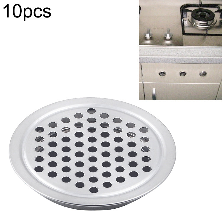 10pcs Flat Surface 35mm Cabinet Round Air Vent Stainless Steel Louvered Grille Cover Vents with Little Holes, 35mm Flat