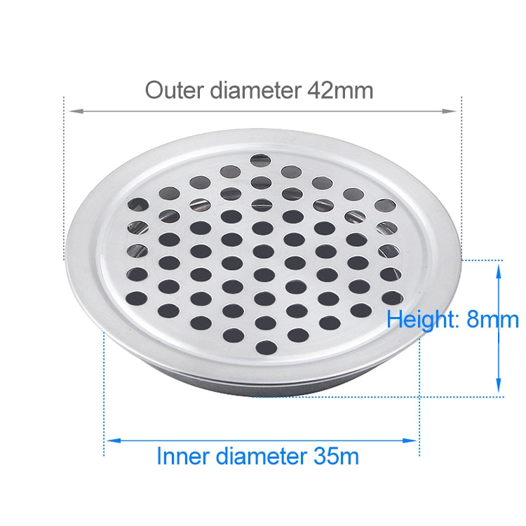10pcs Flat Surface 35mm Cabinet Round Air Vent Stainless Steel Louvered Grille Cover Vents with Little Holes, 35mm Flat