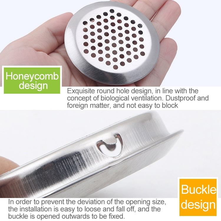 10pcs Flat Surface 35mm Cabinet Round Air Vent Stainless Steel Louvered Grille Cover Vents with Little Holes, 35mm Flat