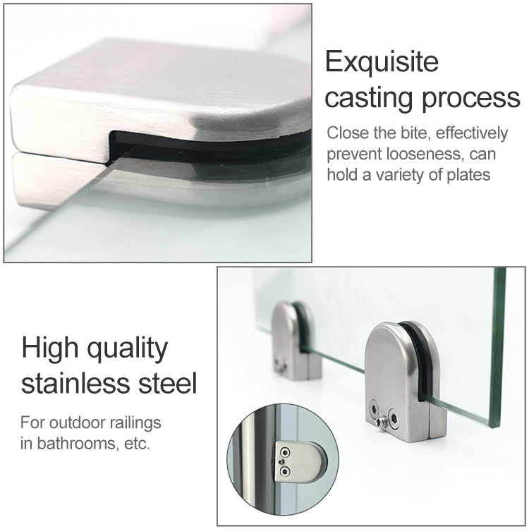 5-8mm Concave Curved Bottom Matte Polished  201 Stainless Steel Fixed Clip Railing Glass Wood Layer Board Clamp Bracket, 5-8mm, Curved Bottom, 201 Stainless Steel