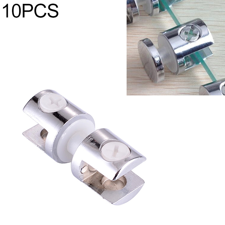 10 PCS Zinc Alloy Bright Fixed Bracket Connection 10mm Cylindrical Double-sided Glass Fixing Clamp, 10mm Cylindrical Double-sided