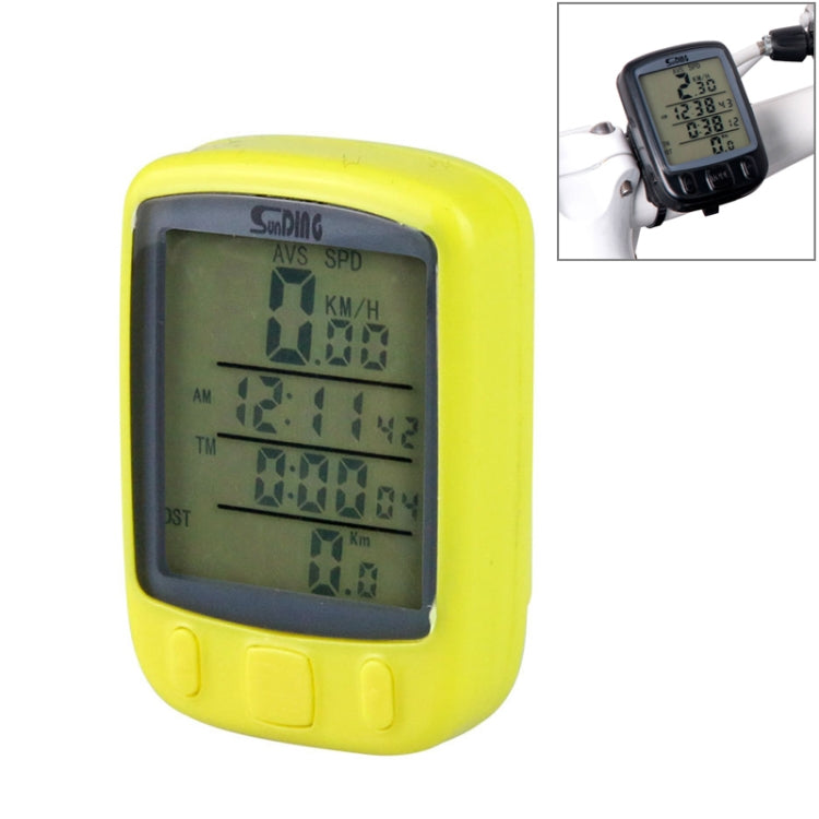 SUNDING 563A Bike Bicycle Waterproof Wired LCD Screen Luminous Mileage Speedometer Odometer, English Version, 563A(Yellow), 563A(Black), 563A(Blue)