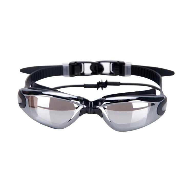 Electroplating Anti-fog Silicone Swimming Goggles with One-piece Ear Plugs for Adults, A-380 (Black), A-380 (Wine Red)