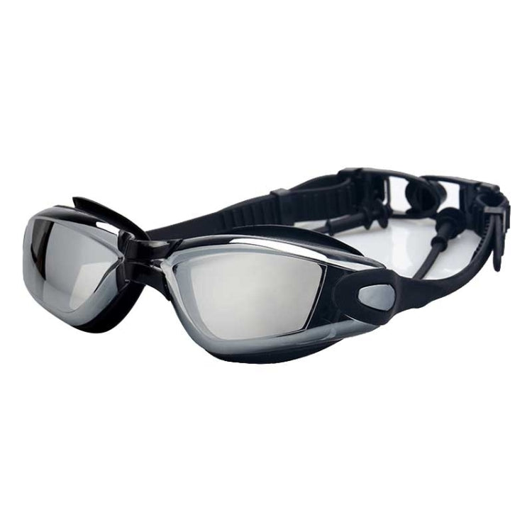 Electroplating Anti-fog Silicone Swimming Goggles with One-piece Ear Plugs for Adults, A-380 (Black), A-380 (Wine Red)
