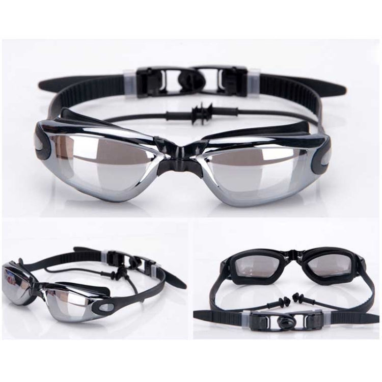 Electroplating Anti-fog Silicone Swimming Goggles with One-piece Ear Plugs for Adults, A-380 (Black), A-380 (Wine Red)