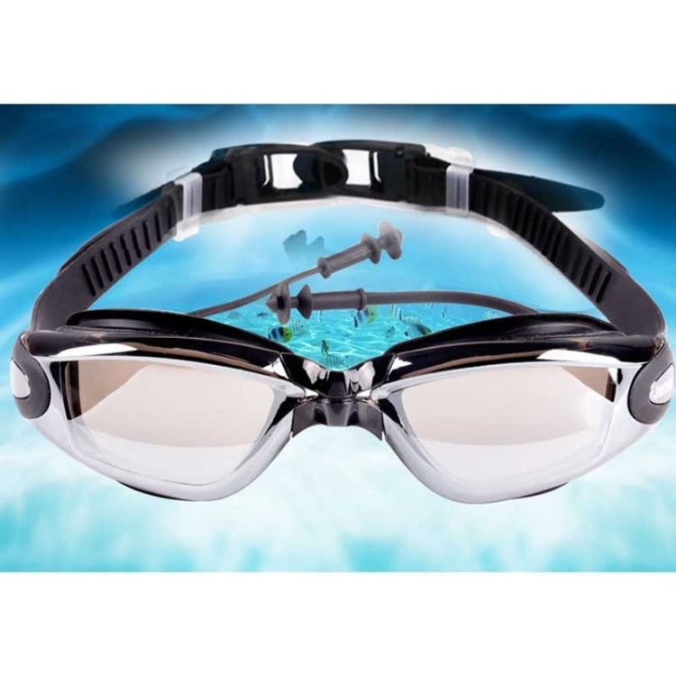 Electroplating Anti-fog Silicone Swimming Goggles with One-piece Ear Plugs for Adults, A-380 (Black), A-380 (Wine Red)