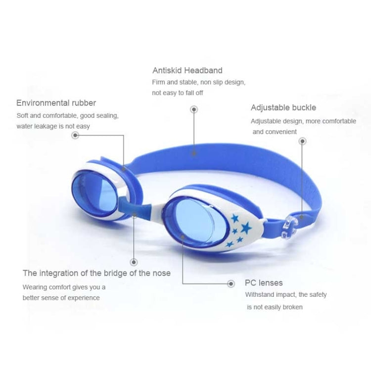 Star Pattern Anti-fog Silicone Swimming Goggles with Ear Plugs for Children, G-909 (Blue), G-909 (Pink)