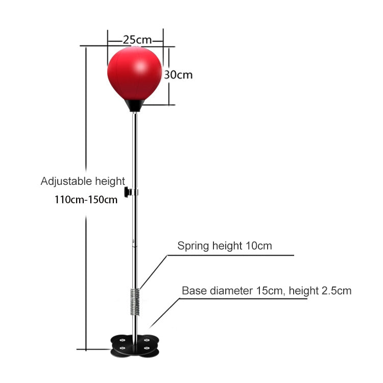 Adult Suction Cup Version Height Adjustable Vertical PU Leather Vent Ball Boxing Speed Ball Family Fitness Equipment with Gloves, with Gloves Black Red, with Gloves Red