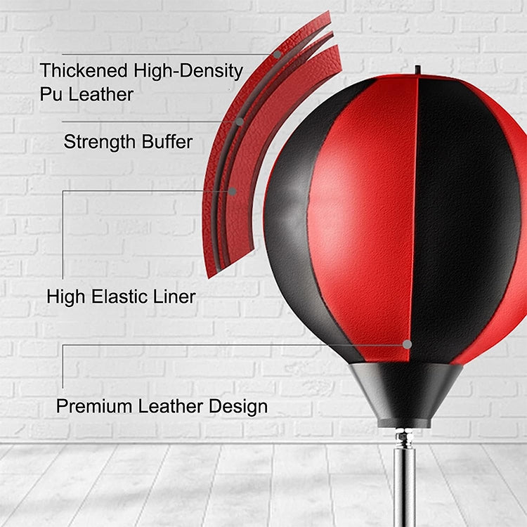 Adult Suction Cup Version Height Adjustable Vertical PU Leather Vent Ball Boxing Speed Ball Family Fitness Equipment without Gloves, without Gloves Red, without Gloves Black Red