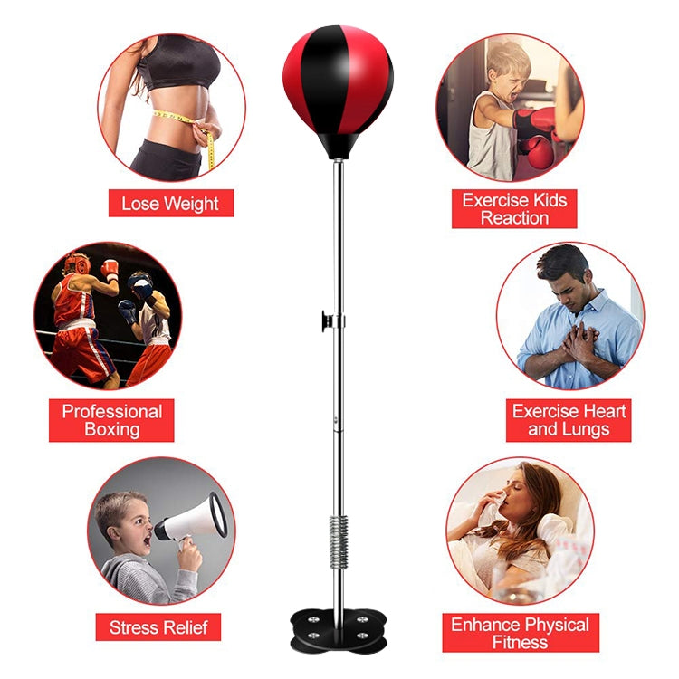 Adult Suction Cup Version Height Adjustable Vertical PU Leather Vent Ball Boxing Speed Ball Family Fitness Equipment without Gloves, without Gloves Red, without Gloves Black Red