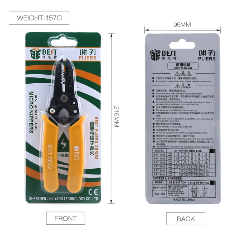 BEST-5022 0.5 ~ 1.6mm Portable Crimper Cable Stripping Wire Stripping Pliers, BEST-5022