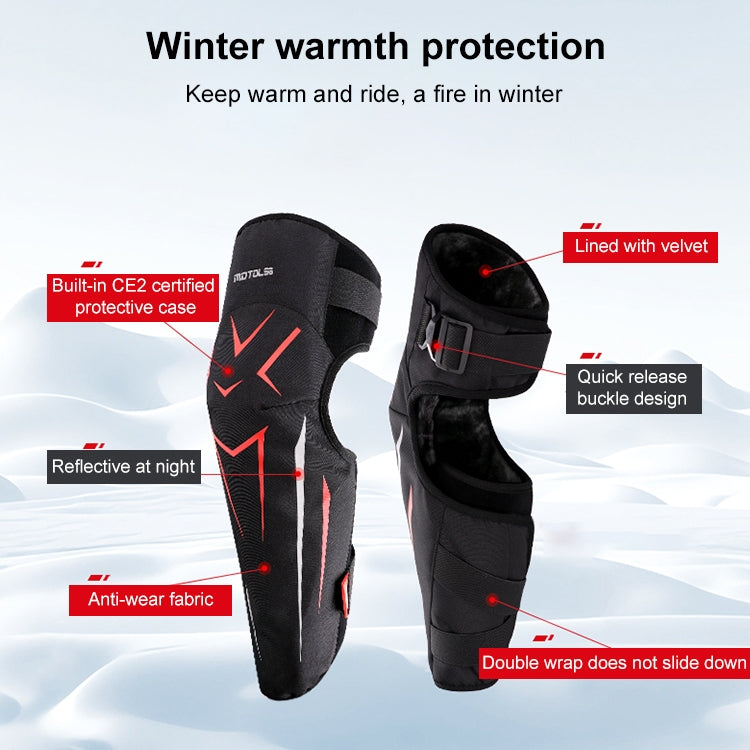 MOTOLSG 2 in 1 Knee Pads Motorcycle Bicycle Riding Warm Fleece Soft Protective Gear with CE Protector, With CE Protector