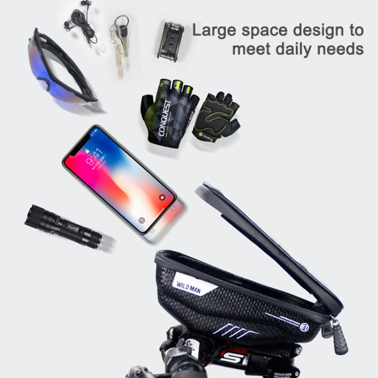 WILD MAN E1 Waterproof Front Bag MTB Mobile Phone Sets Bicycle Tube Bag Riding Accessories, E1 (Black), E1 (Red)