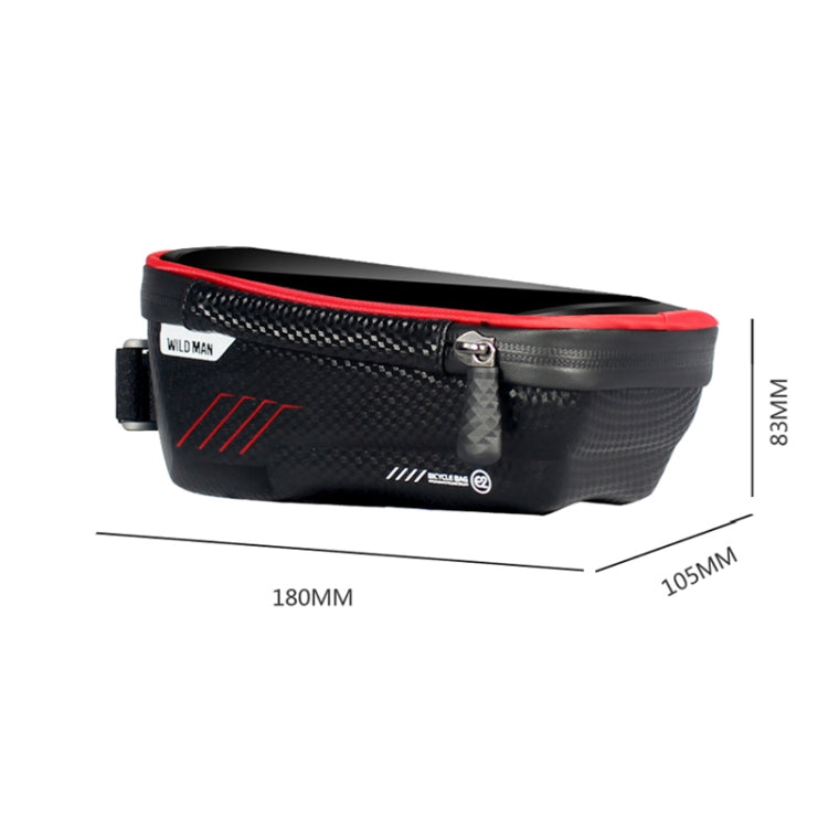 WILD MAN E2 Waterproof Front Bag MTB Mobile Phone Sets Bicycle Tube Bag Riding Accessories, E2 (Red), E2 (Black)