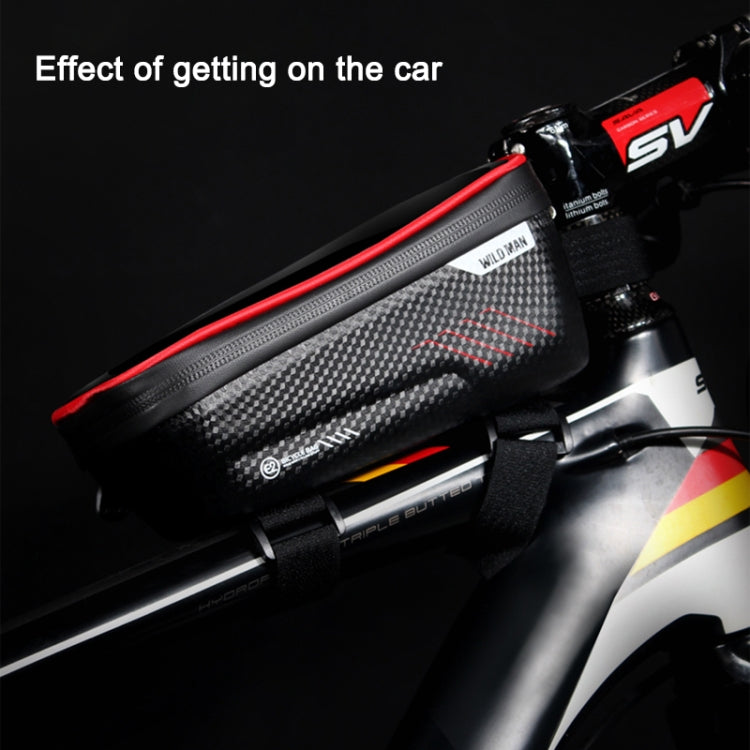 WILD MAN E2 Waterproof Front Bag MTB Mobile Phone Sets Bicycle Tube Bag Riding Accessories, E2 (Red), E2 (Black)