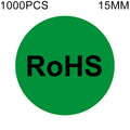 1000 PCS Round Shape Self-adhesive RoHS Sticker RoHS Label, Diameter: 15mm, Diameter: 15mm