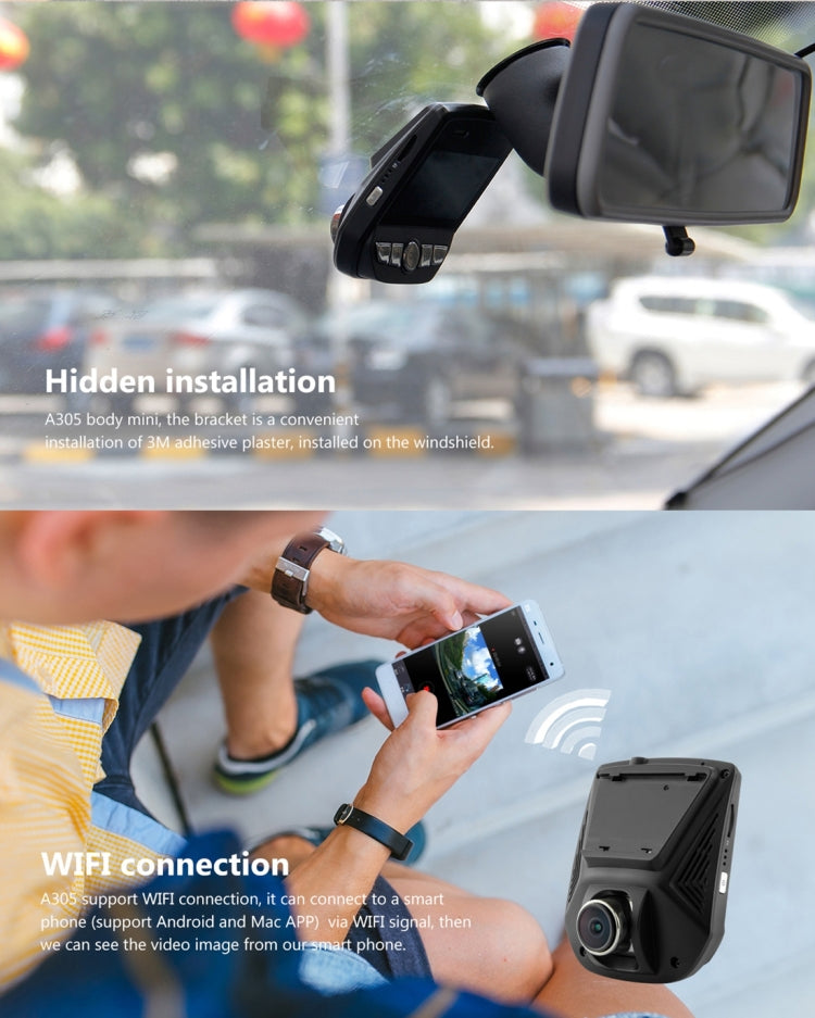 A305 Car DVR Camera 2.45 inch IPS Screen Full HD 1080P 170 Degree Wide Angle Viewing, Support Motion Detection / TF Card / G-Sensor / WiFi / HDMI, 2.45 inch