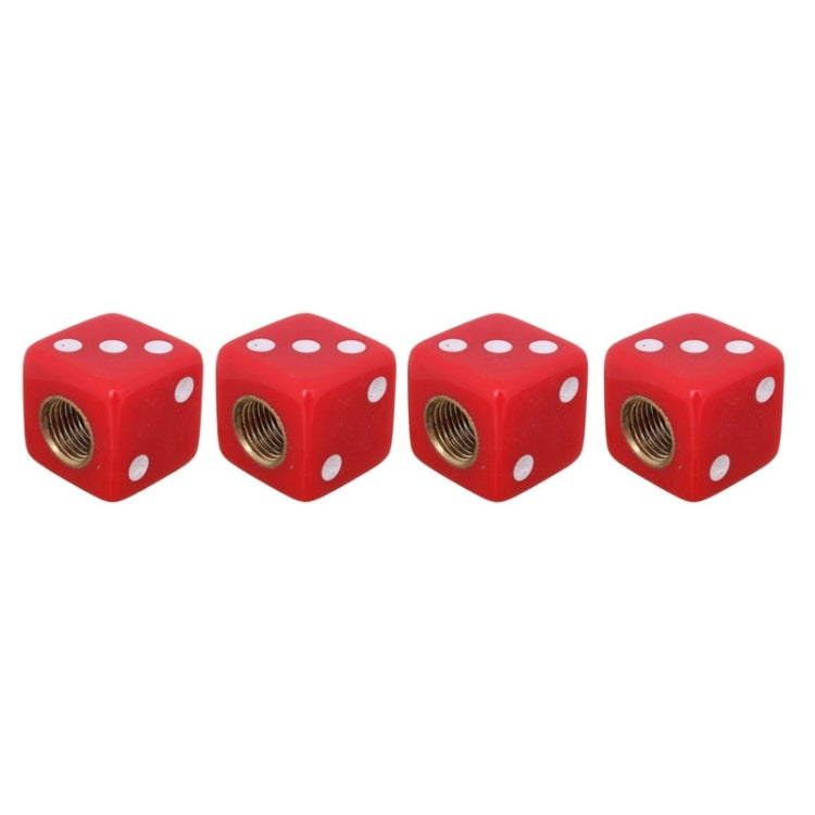 Universal 8mm Dice Style Plastic Car Tire Valve Caps, Pack of 4, Dice Shape 3, Dice Style 3