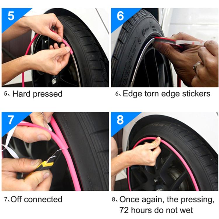 Universal Decorative Scratchproof Stickup 8M Flexible Car Wheel Hub TRIM Mouldings Decoration Strip, 8m, 15 inch