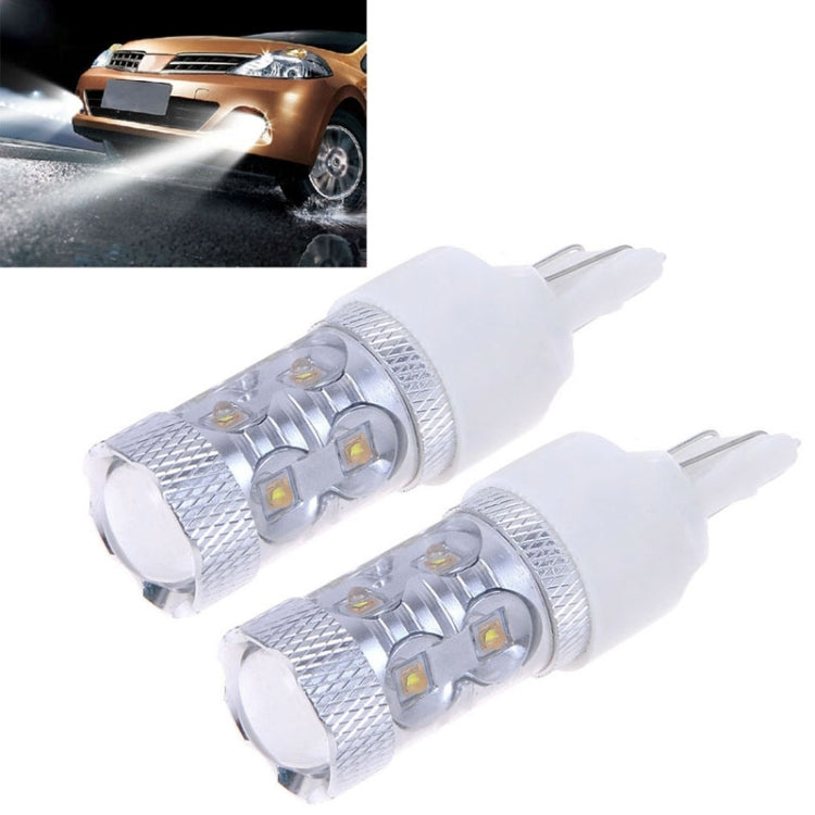 2 PCS 7443 650 Lumen 50W 10-3535-LEDs 6500K White Light Brake Light, DC 12-24V, 7443