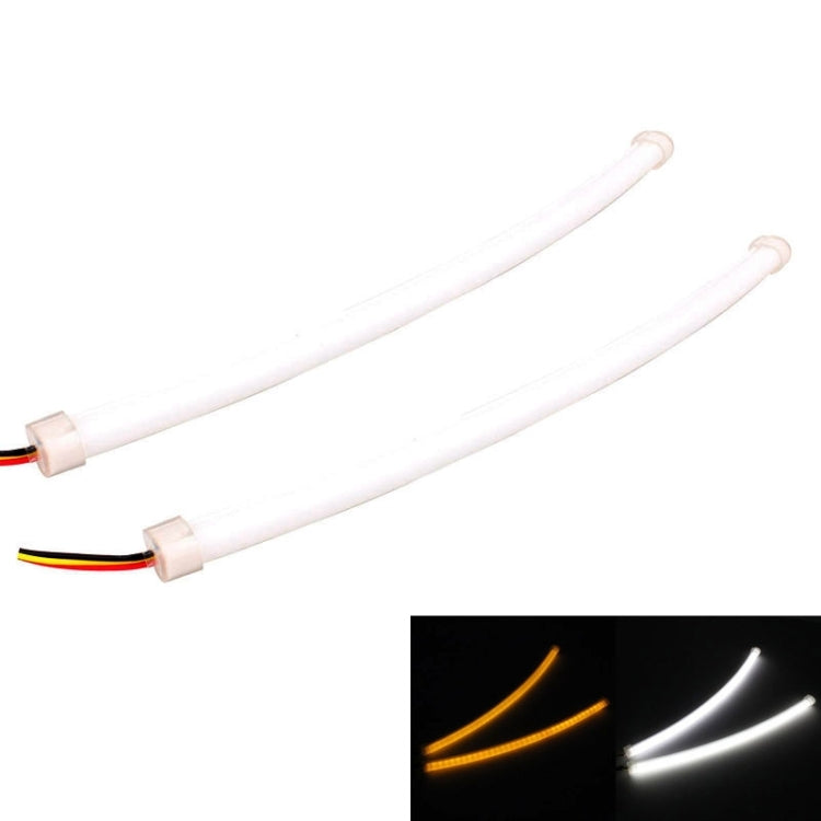 2 PCS  3W 180LM 6500K 597-577nm White + Yellow Wired LED Tube Daytime Running Light DRL Steering Lamp, DC12V, Lamp Length:30cm, 3W 180LM