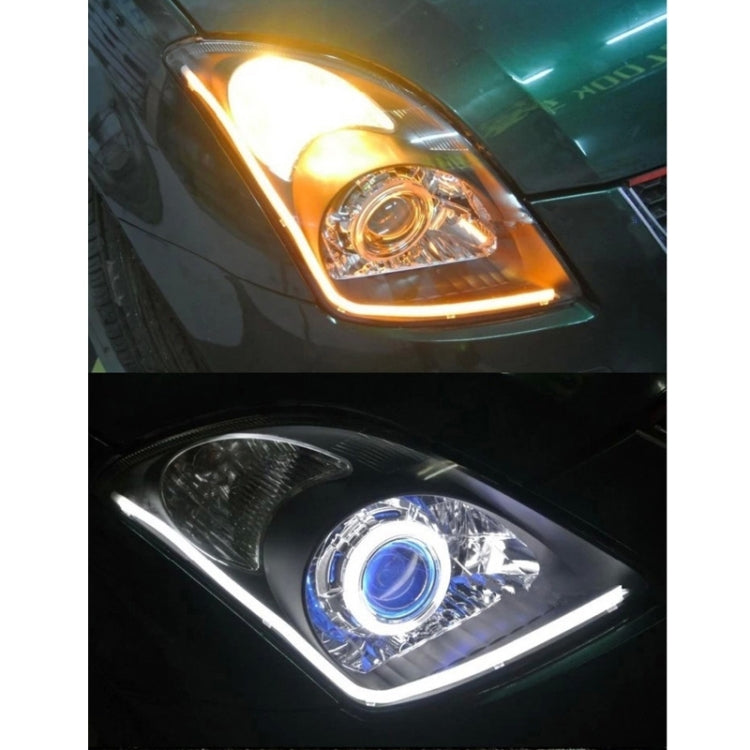2 PCS  6W 360LM 6500K 597-577nm White + Yellow Wired LED Tube Daytime Running Light DRL Steering Lamp, DC12V, Lamp Length:60cm, 6W 360LM