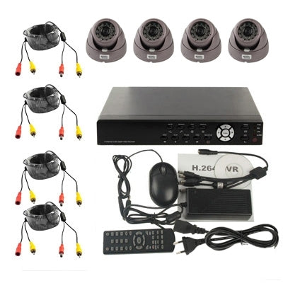 4-CH Embedded Digital Video Recorder Kit (Sharp CCD, 420TVL, 6mm Lens, IR Distance: 25m, H.264 (8204EV+622A), 8204EV+622A, 1 / 4 Sharp CCD, 24 x IR LED