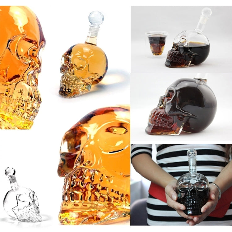 Crystal Glass Skull Bottle for Vodka & Whiskey & Beer Liqueur & Red Wine & Other Beverage, 350ML