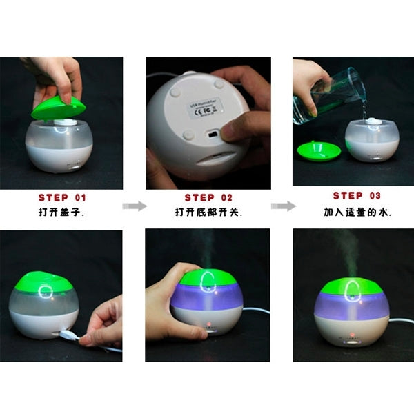 USB Air Humidifier with Mini Red Indicator and Vapour Amount Regulating Switch (White + Green), USB Air Humidifier