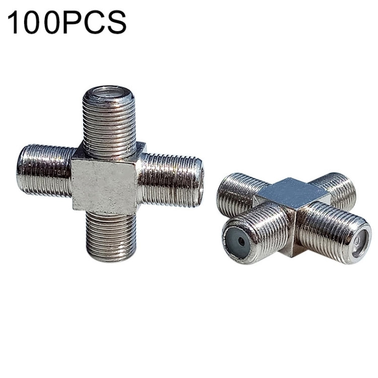 100 PCS 1 F Female to 3 F Female Jack 4 Way F Splitter TV Coax Adapter Connector, 4 Way F Splitter