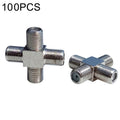 100 PCS 1 F Female to 3 F Female Jack 4 Way F Splitter TV Coax Adapter Connector, 4 Way F Splitter