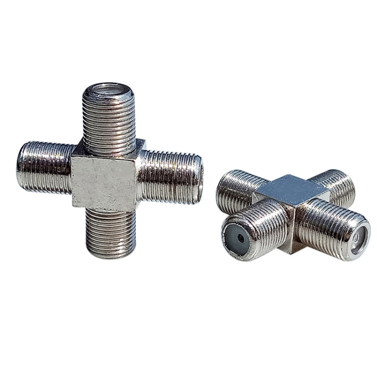 100 PCS 1 F Female to 3 F Female Jack 4 Way F Splitter TV Coax Adapter Connector, 4 Way F Splitter