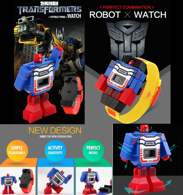 SKMEI Transformation Toy Shape Changing Removable Dial Digital Movement Children Watch with PU Plastic Cement Band